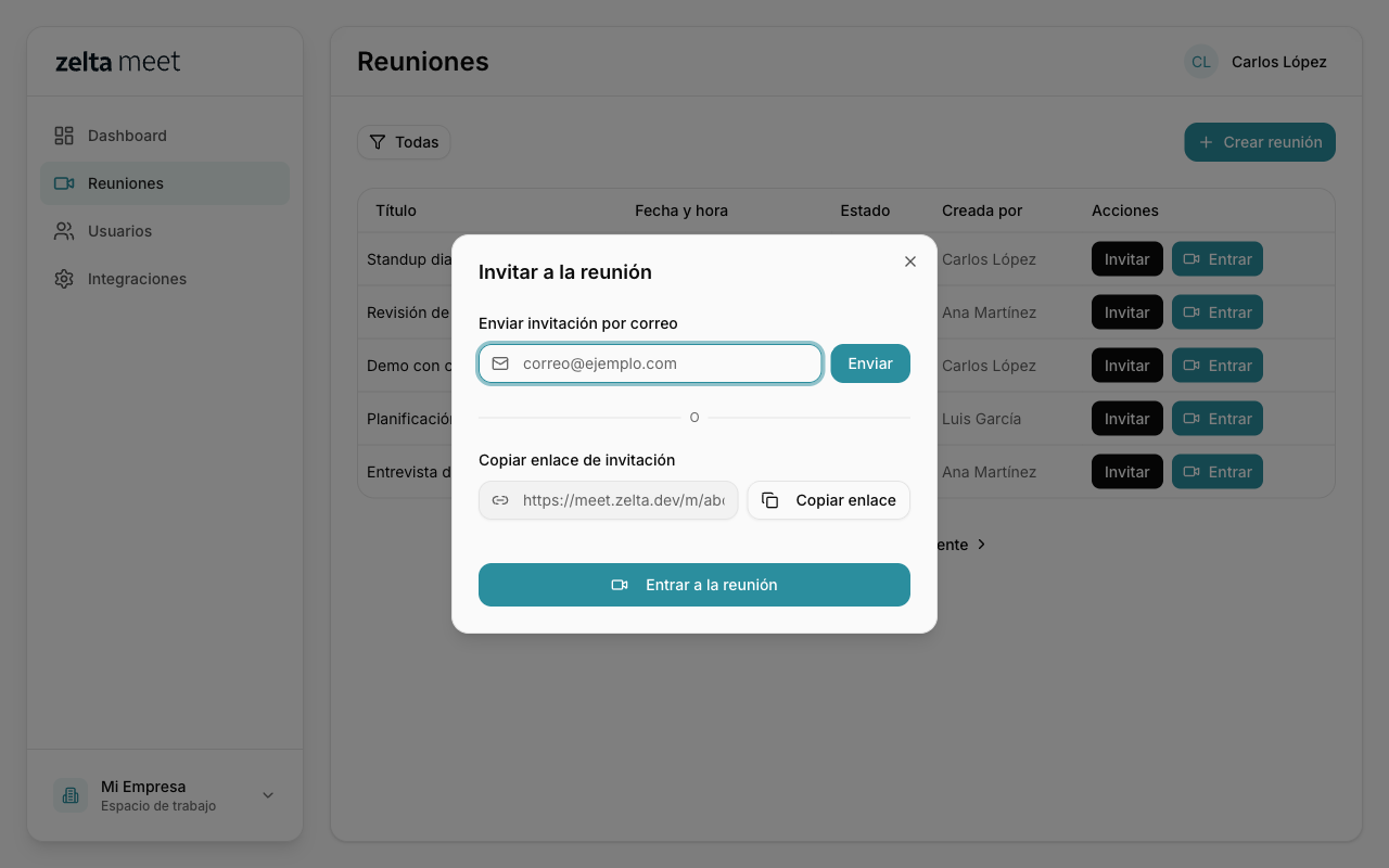 Invitar participantes a una reunión