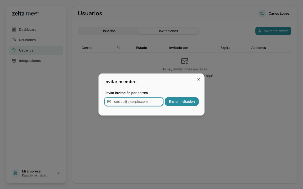 Invitar un nuevo miembro
