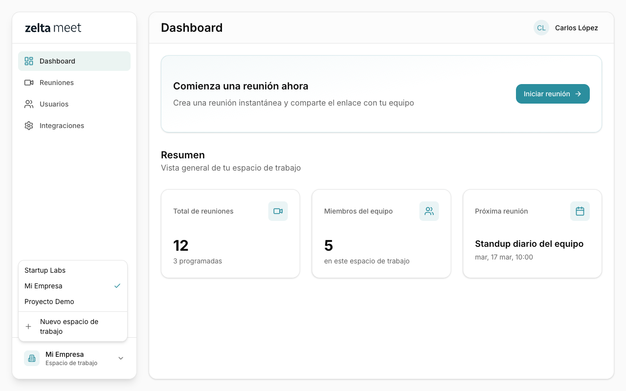 Selector de workspace