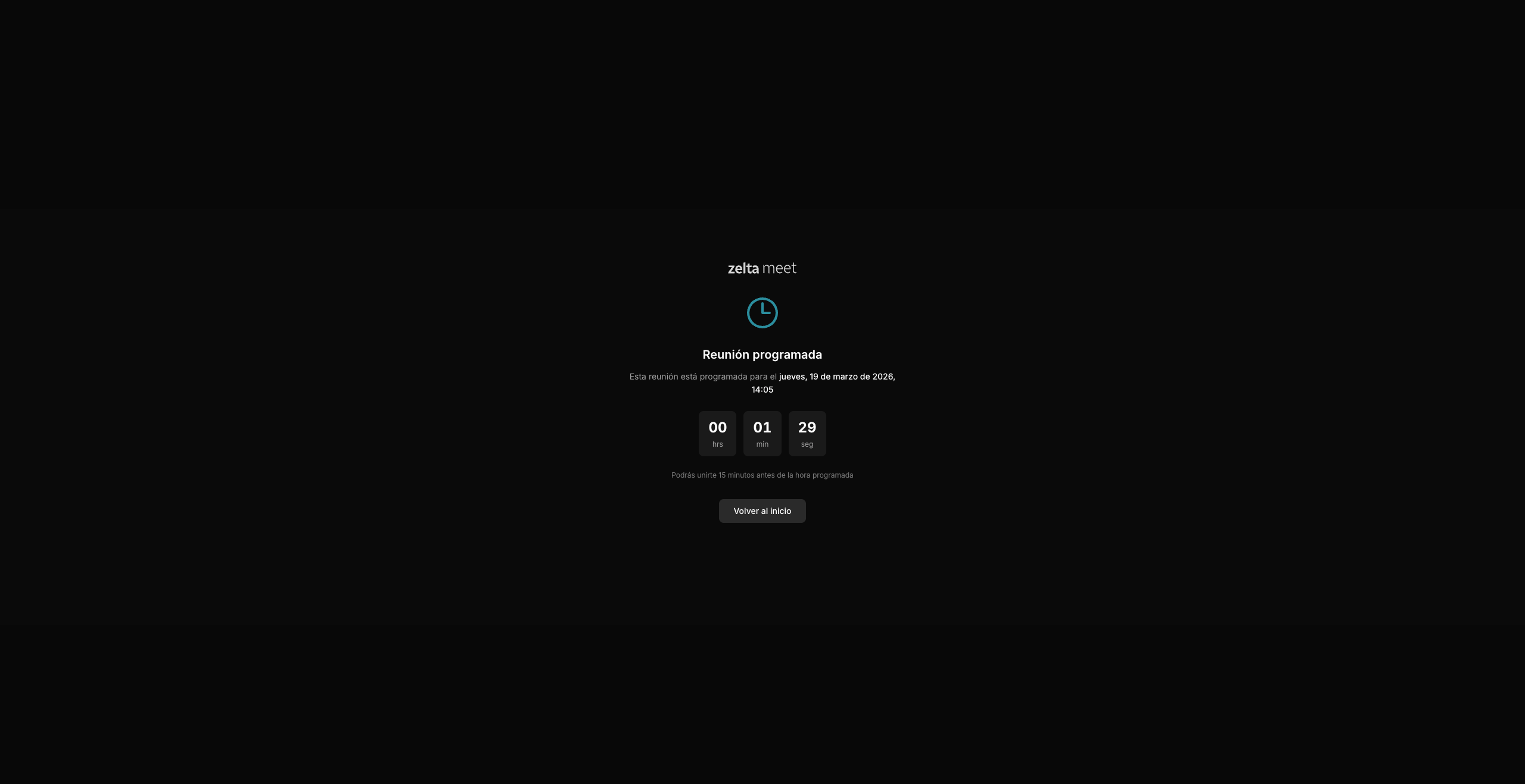 Cuenta regresiva de reunión programada