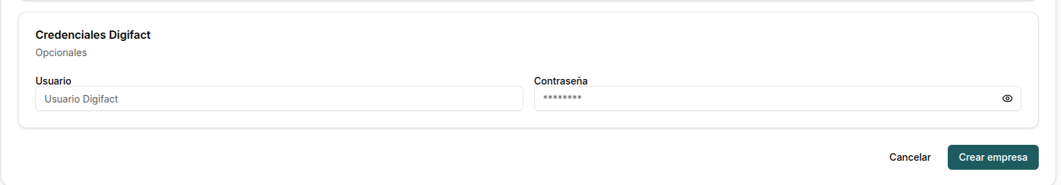 Configuración de credenciales de facturación