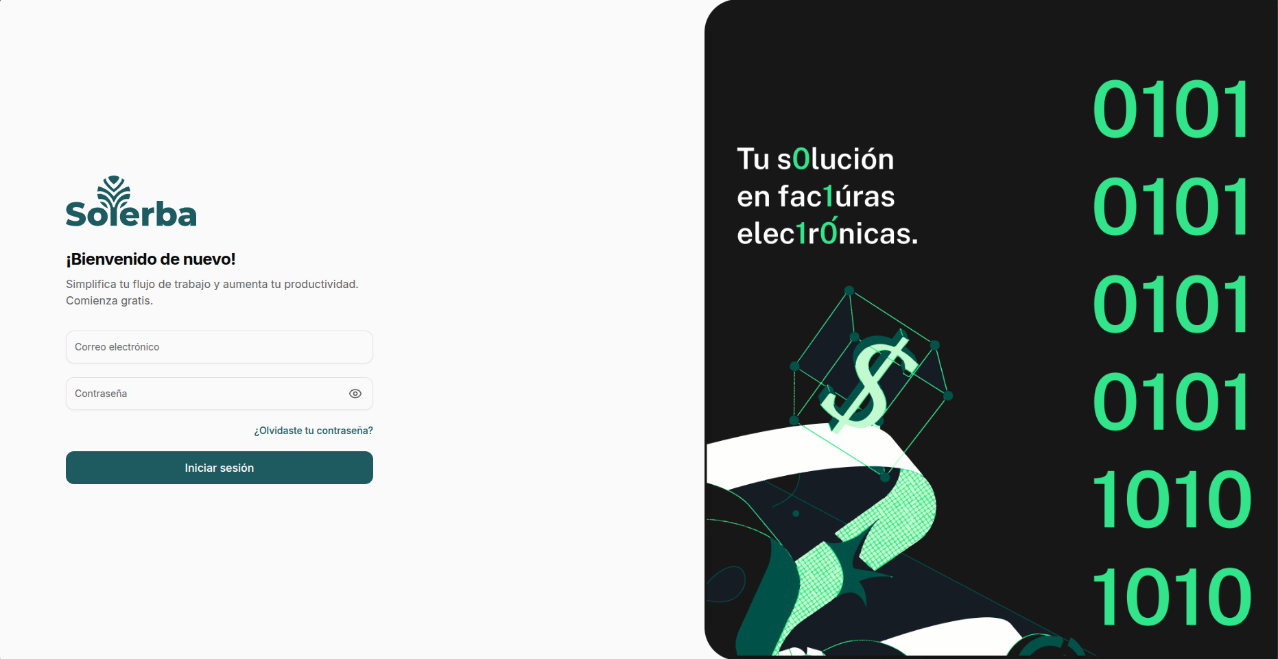 Pantalla de inicio de sesión del admin