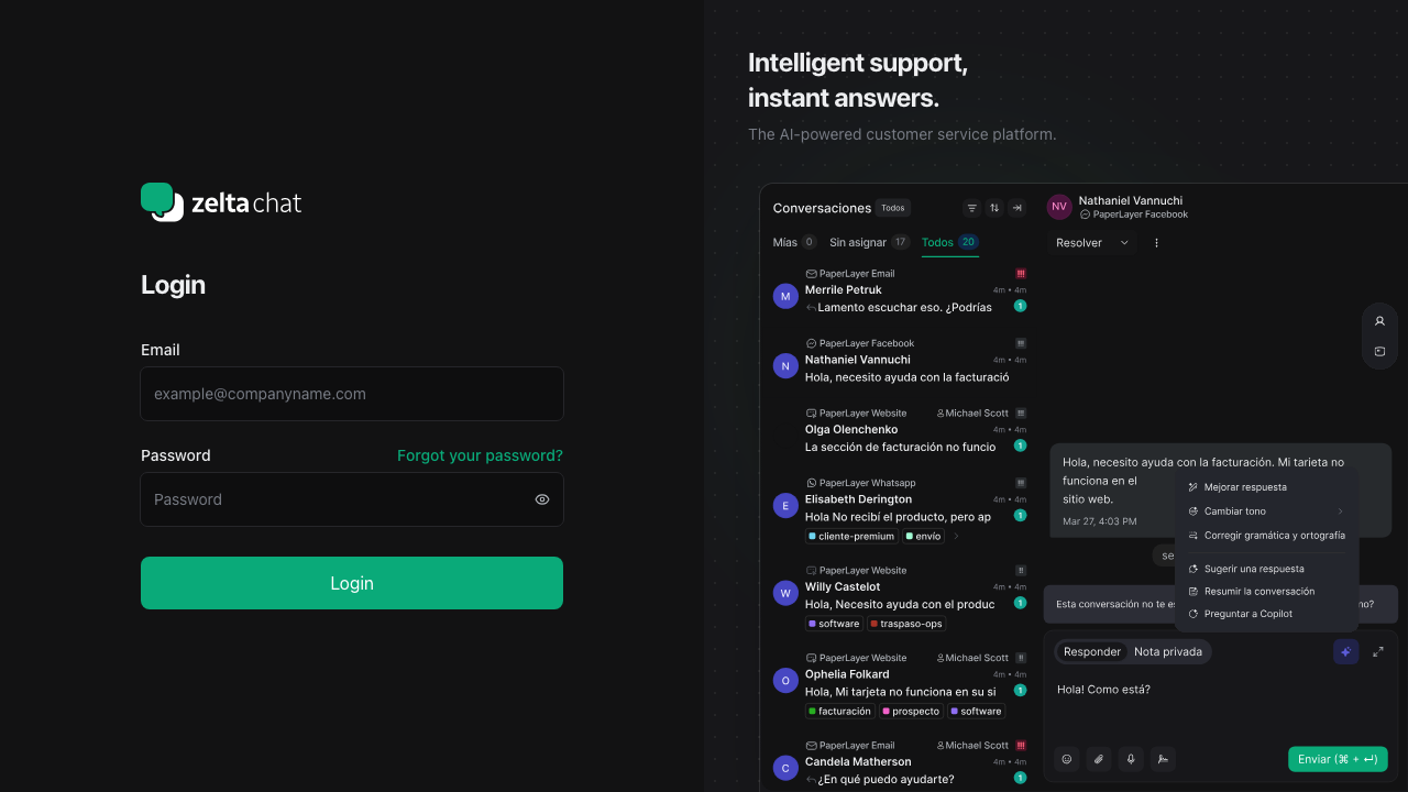 Login — Modo oscuro
