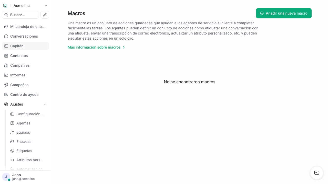 Lista de macros disponibles