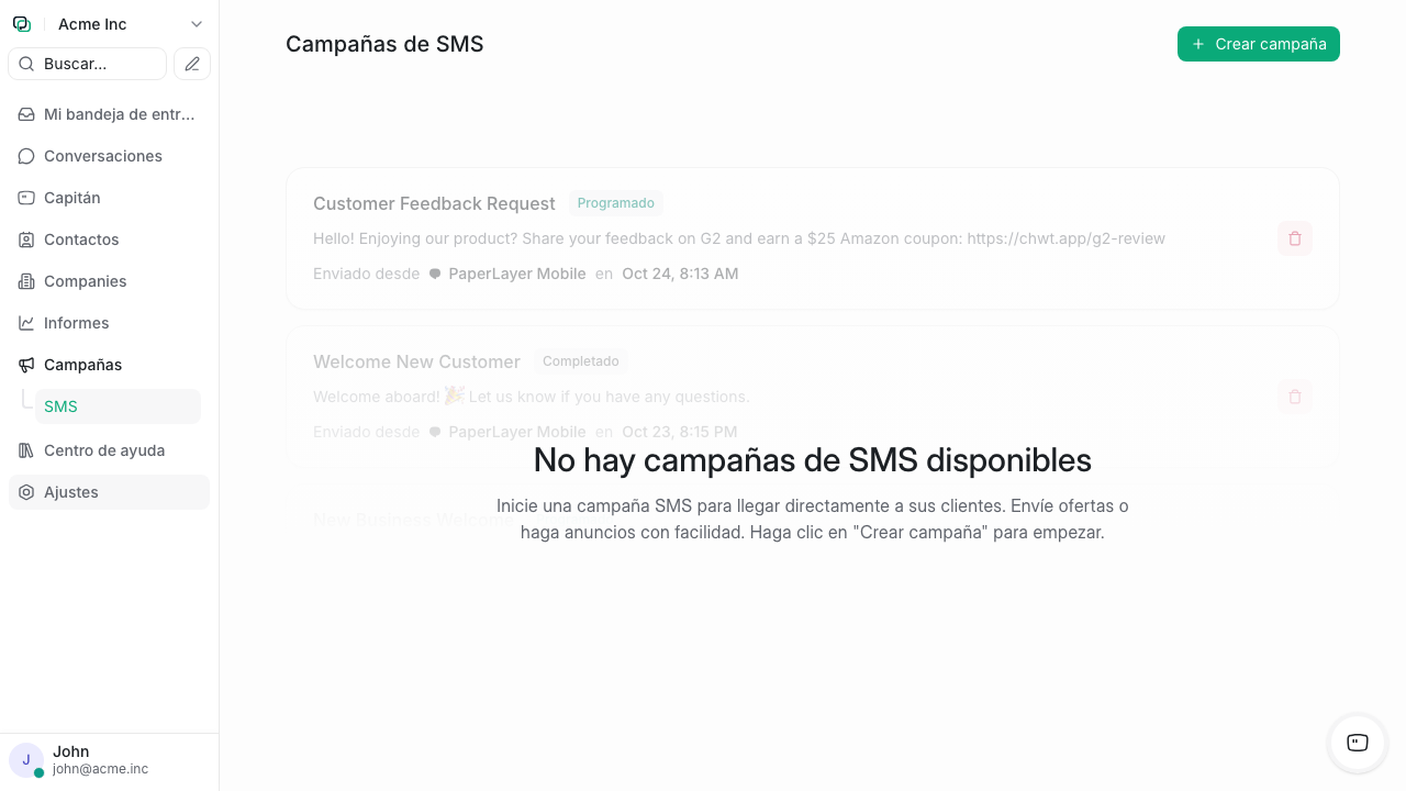 Campañas de SMS programadas