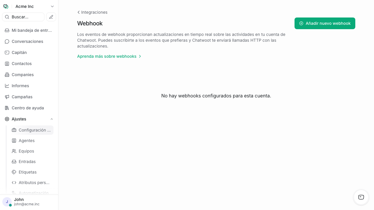 Configuración de webhooks