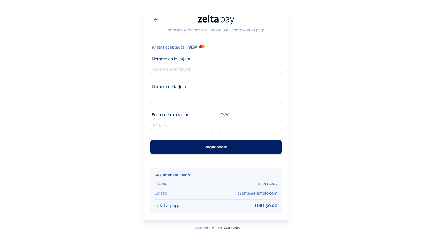 Formulario de tarjeta de crédito