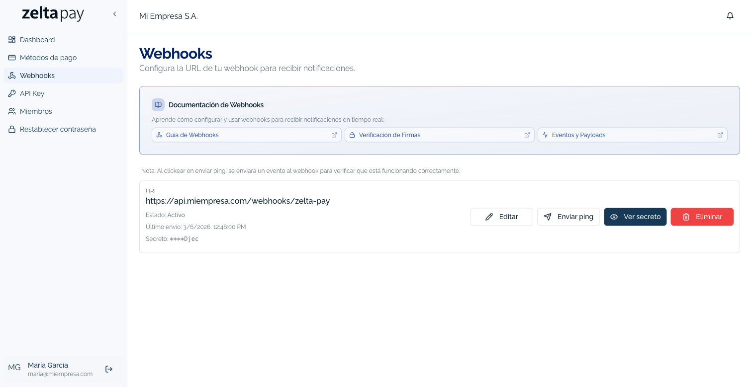 Configuración de webhooks