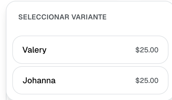 Selector de variante de un servicio al agregarlo a la venta